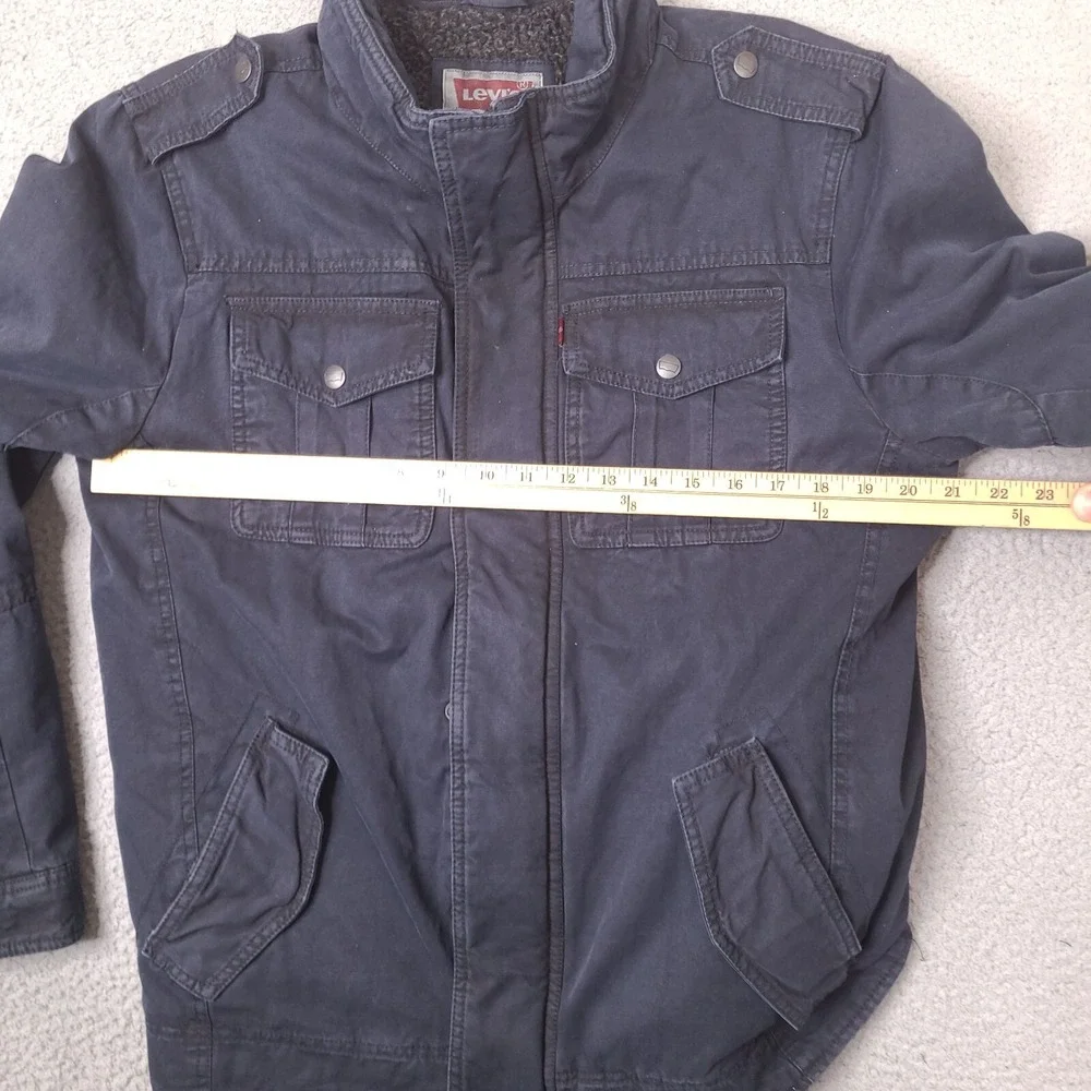Levis Jacket Mens Small‎ Navy Blue Sherpa Lined Utility Grunge (Zipper Broken)